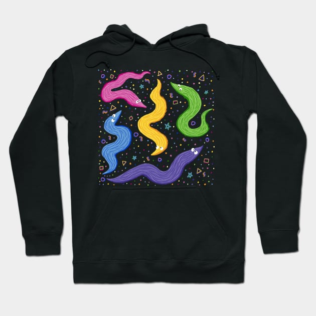 Bowling Alley Worm On A String Hoodie by positivepeachy